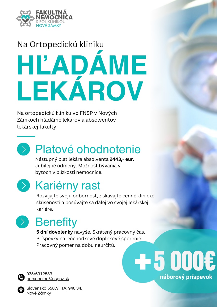 Hľadáme lekárov na Ortopedickú kliniku!